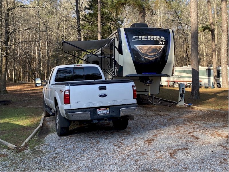 Our camp site at Rickwood Caverns State Park, January 1, 2022.